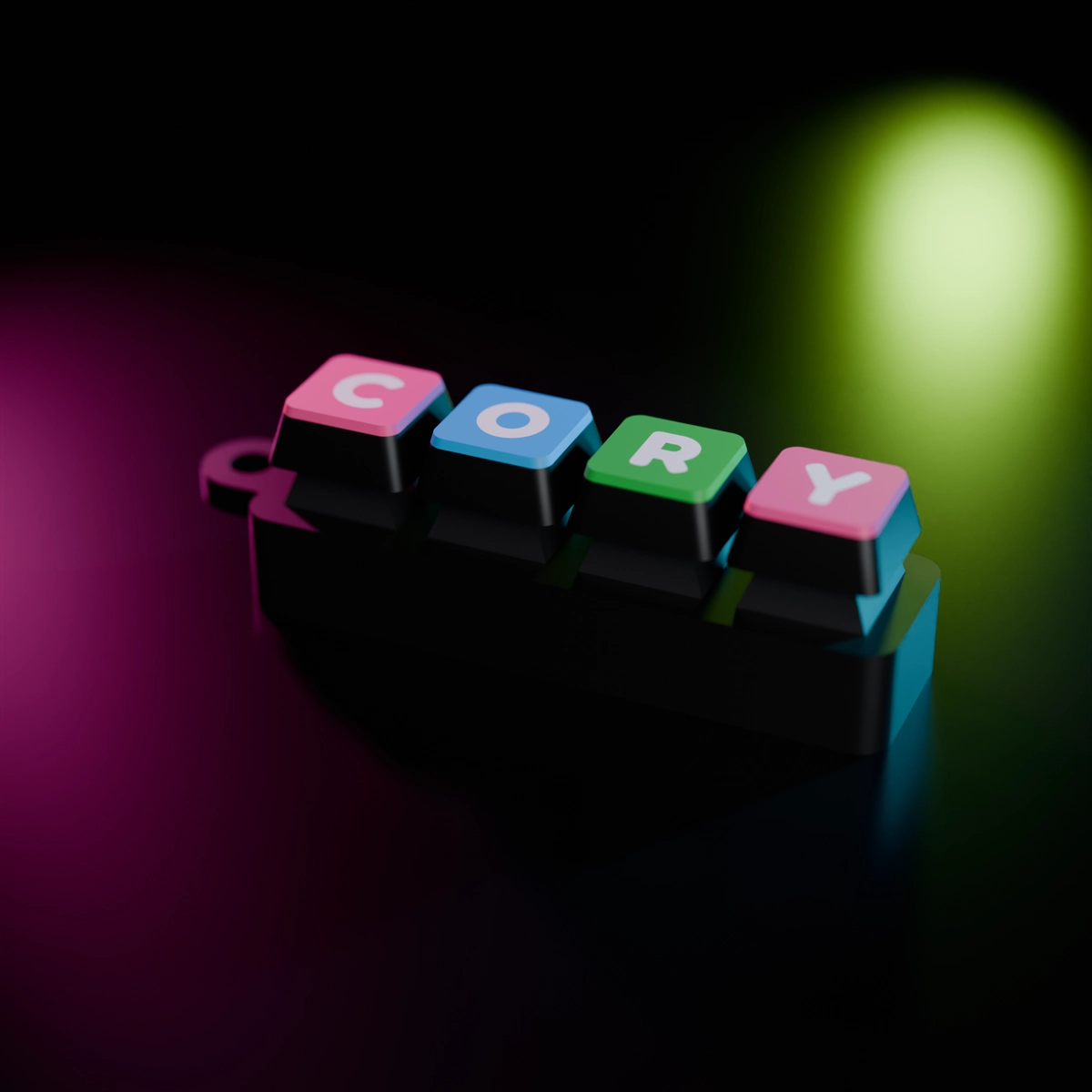 Neon Click-Tag keycap clicker with real mechanical switches